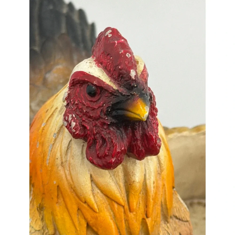 DWK 2013 Rooster and Chick Salt and Pepper Shaker Holder Farmhouse Decor Resin